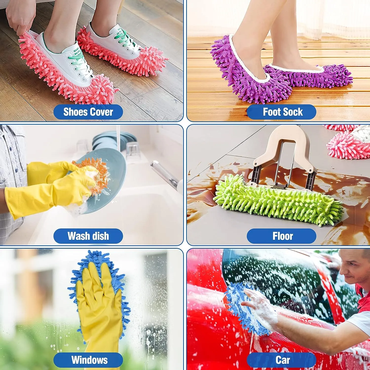10Pcs Mop Slippers for Floor Cleaning