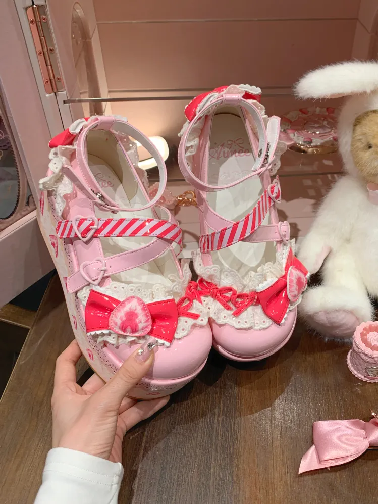 Aimee~Strawberry~Sweet Lolita High Platform Shoes Kawaii Lolita Shoes