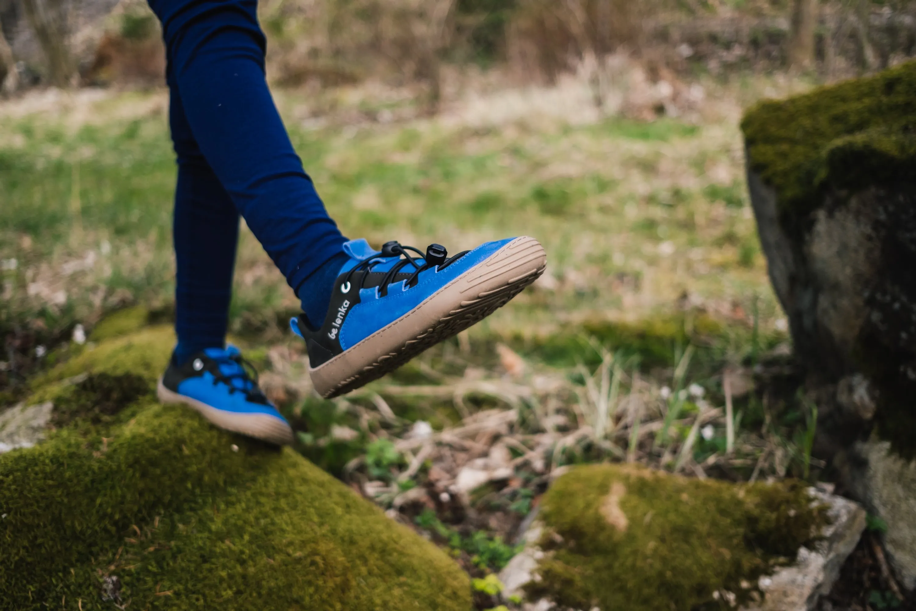 Be Lenka Kids barefoot sneakers - Xplorer - Blue & Olive Black