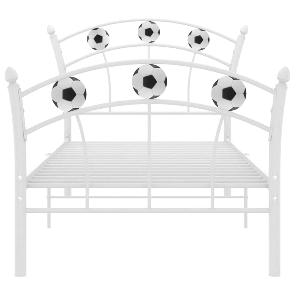 Bed Frame with Football Design White Metal 90x200 cm