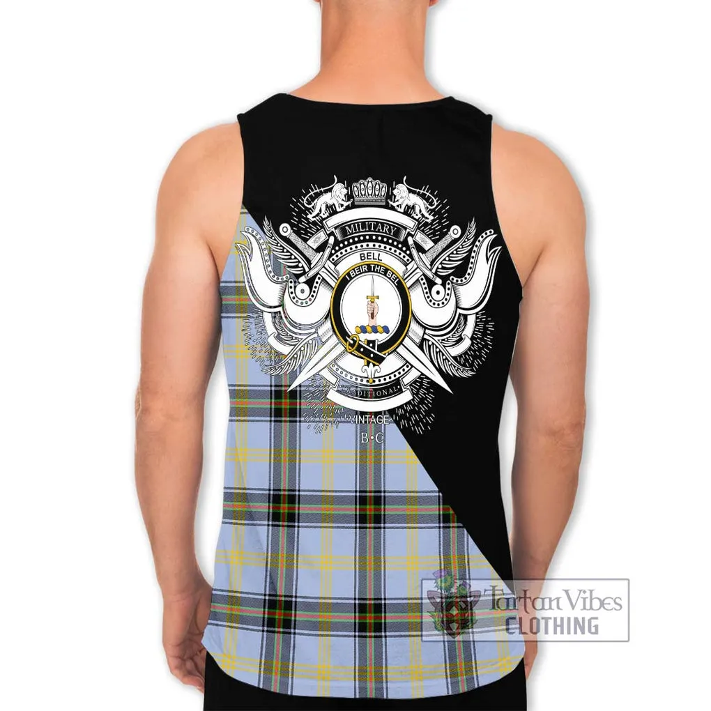 Bell Tartan Men's Tank Top with Family Crest and Military Logo Style