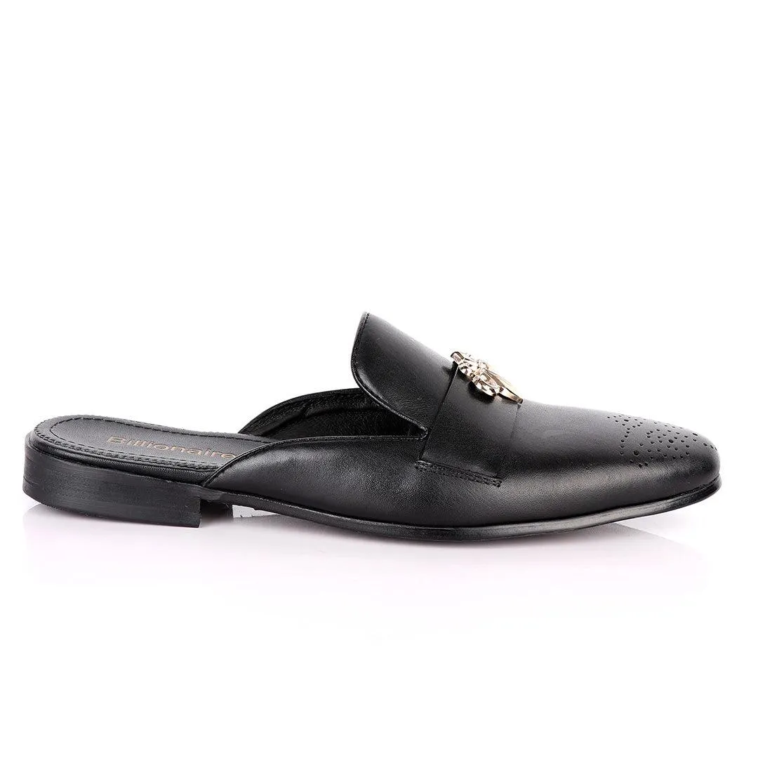 Billionaire Gold Arrow Head Black Mole Leather Shoe