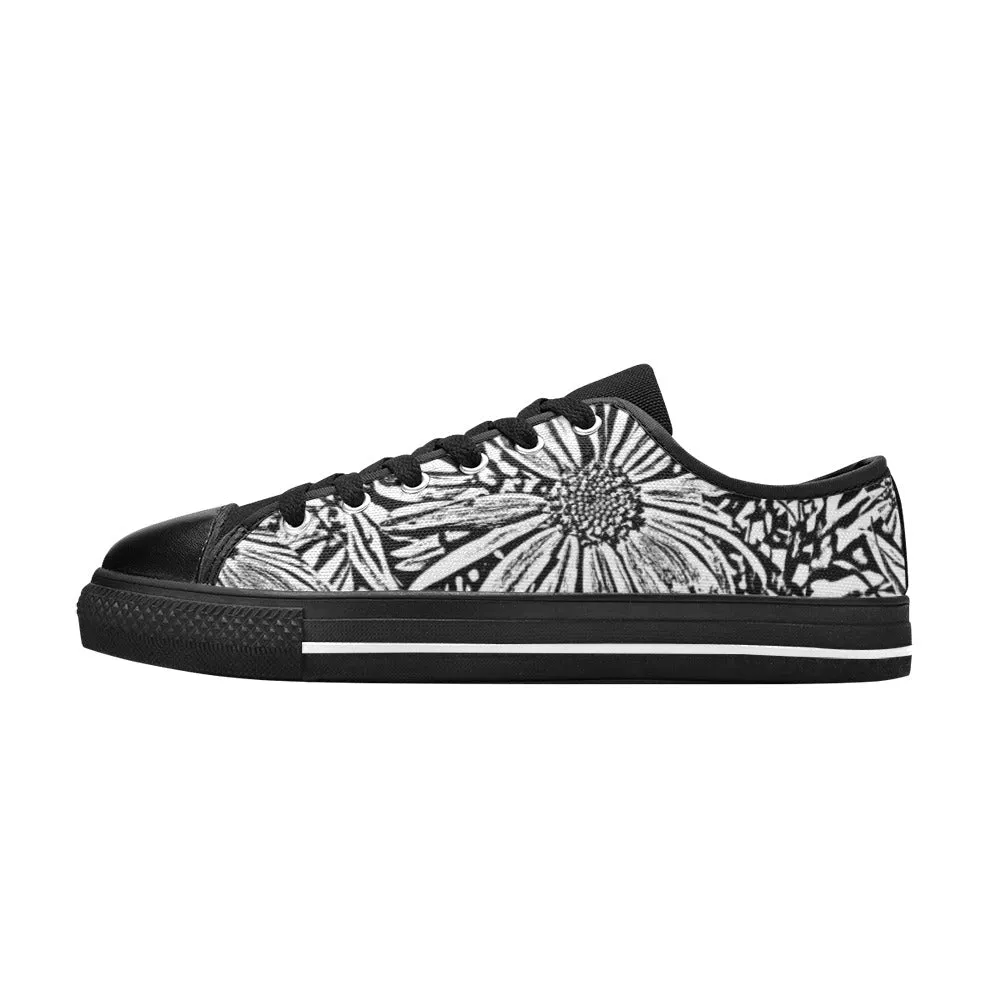 Black & White Daisies Low Rise Shoes up to size 12