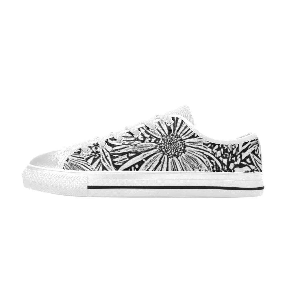 Black & White Daisies Low Rise Shoes up to size 12