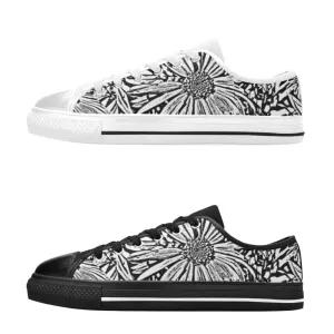Black & White Daisies Low Rise Shoes up to size 12