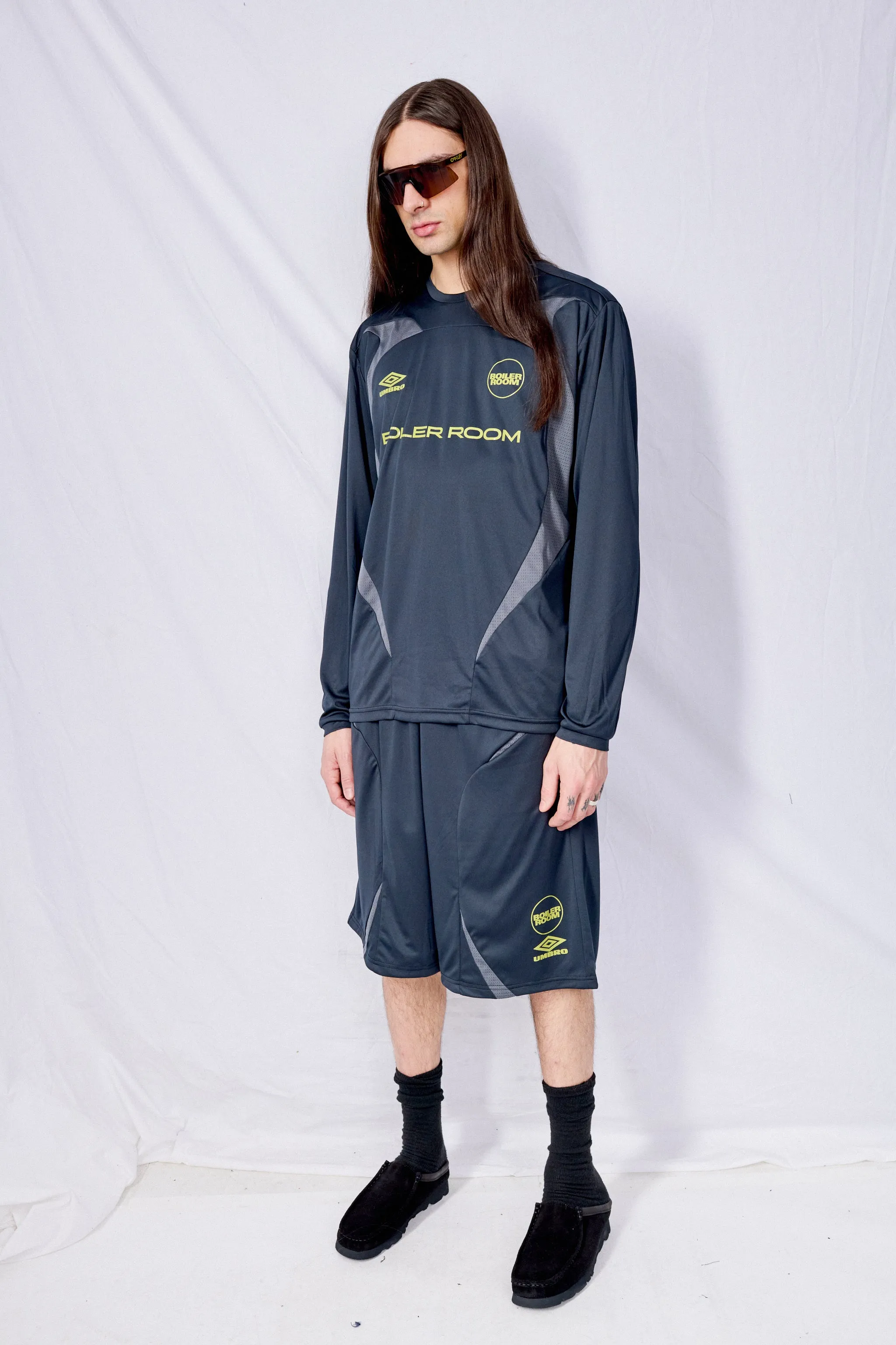 Black Boiler Room x Umbro Long Sleeve Football Tee