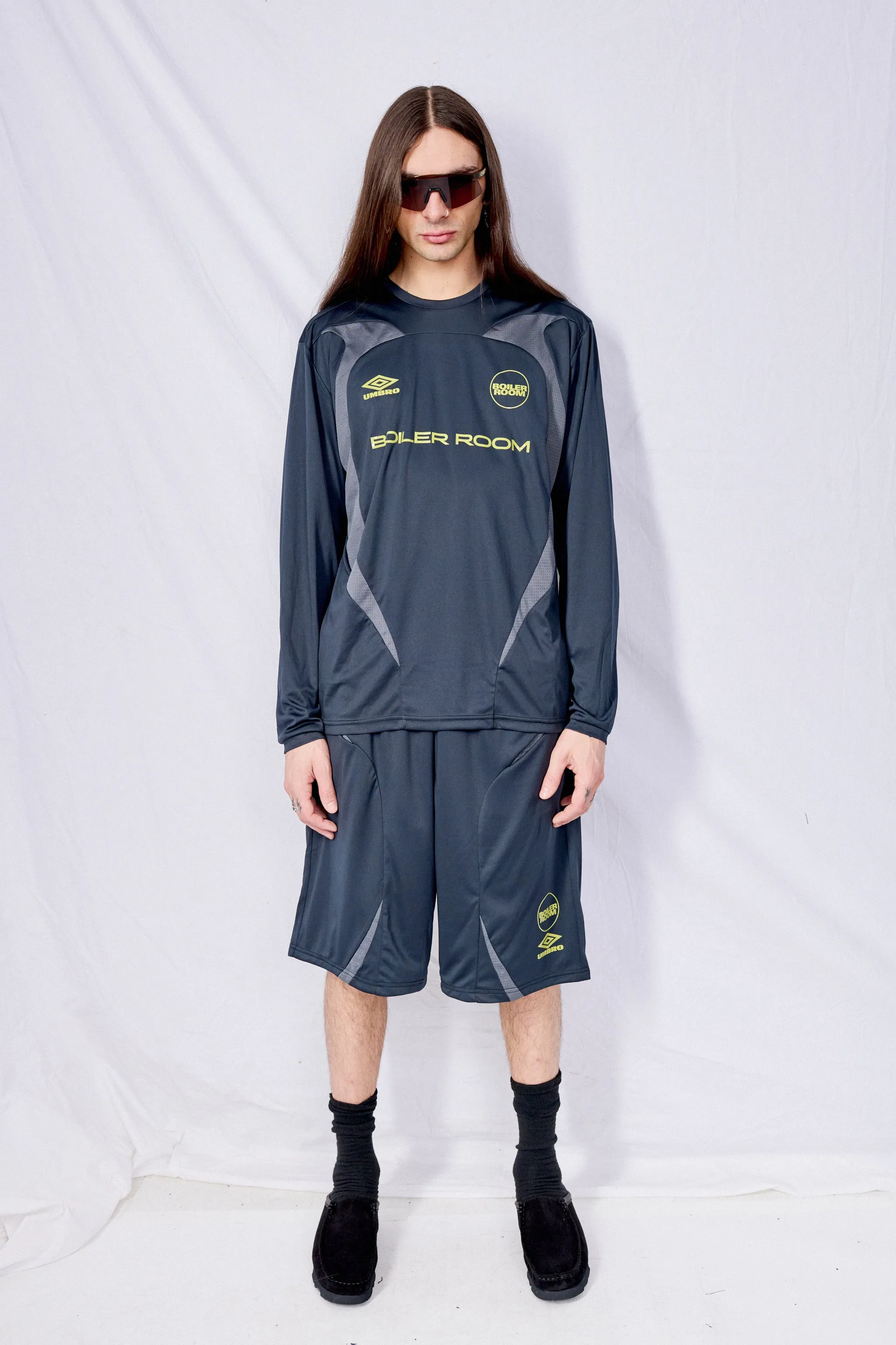 Black Boiler Room x Umbro Long Sleeve Football Tee