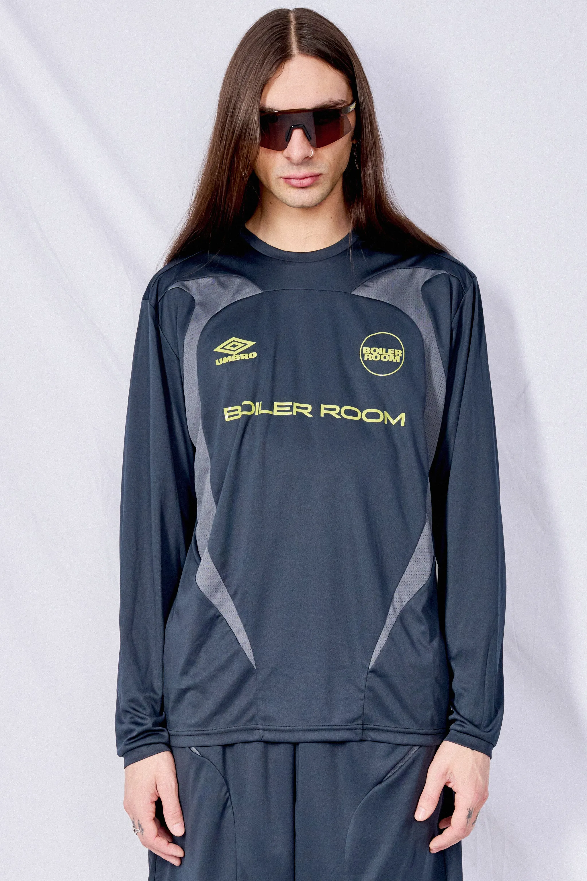 Black Boiler Room x Umbro Long Sleeve Football Tee