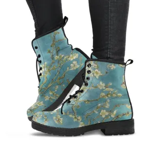Combat Boots - Vintage Art | Vincent van Gogh: Almond Blossom | Custom Shoes, Vegan Leather Boots, 90s Boots, 2000s Boots