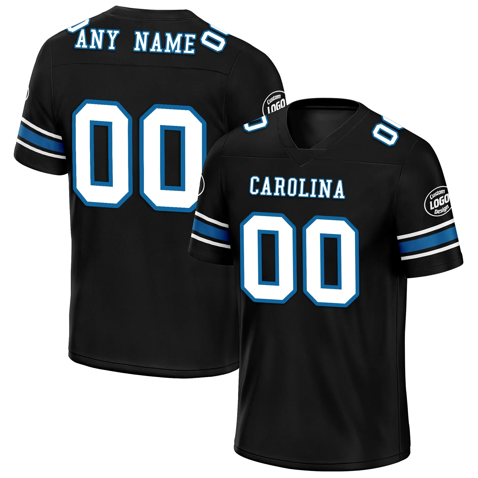 Custom Black Carolina Personalized Authentic Football Jersey FBJ02-D020256-3