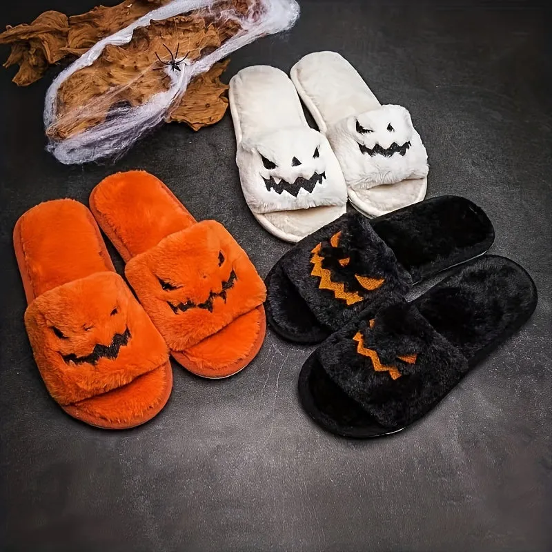 Cute Halloween Casual Slip On Plush Shoes,