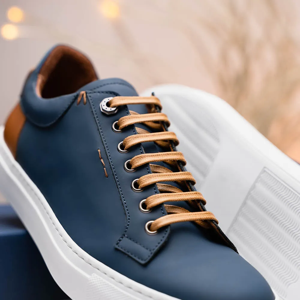 Diaz Matte Finish Rubberized Calfskin Sneaker in Navy by Zelli Italia