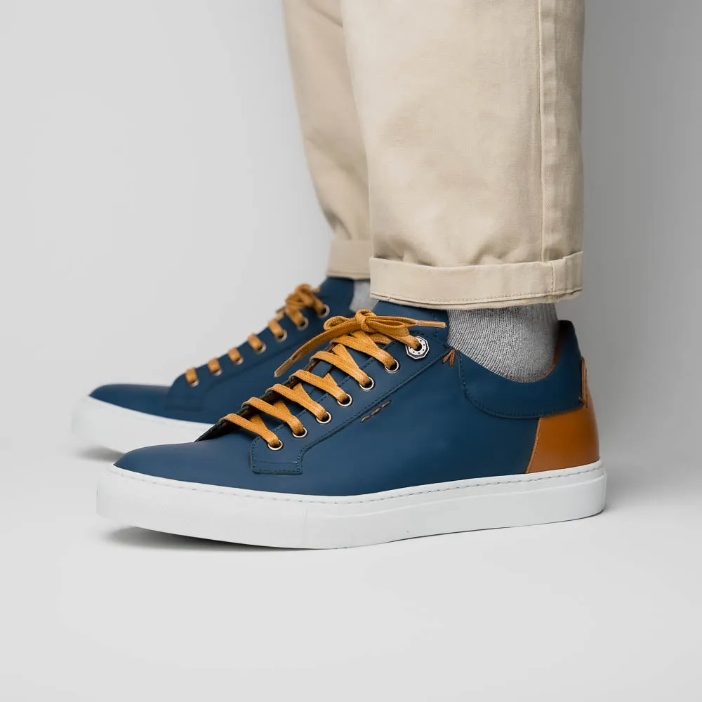 Diaz Matte Finish Rubberized Calfskin Sneaker in Navy by Zelli Italia
