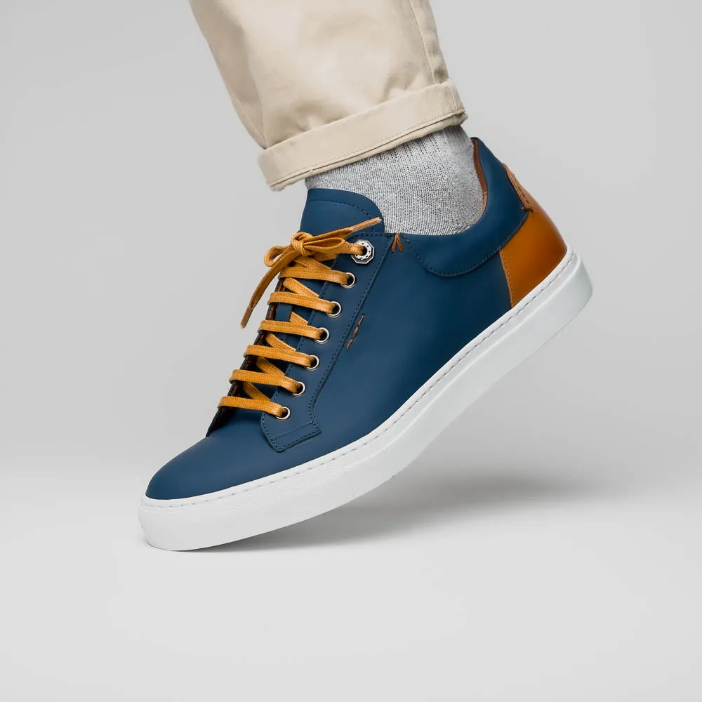 Diaz Matte Finish Rubberized Calfskin Sneaker in Navy by Zelli Italia