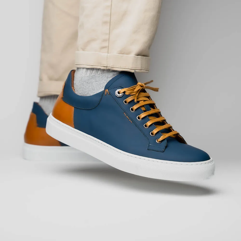 Diaz Matte Finish Rubberized Calfskin Sneaker in Navy by Zelli Italia