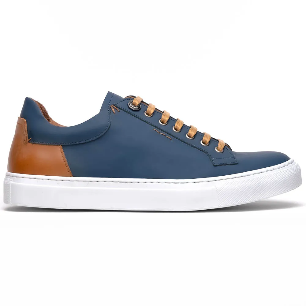 Diaz Matte Finish Rubberized Calfskin Sneaker in Navy by Zelli Italia