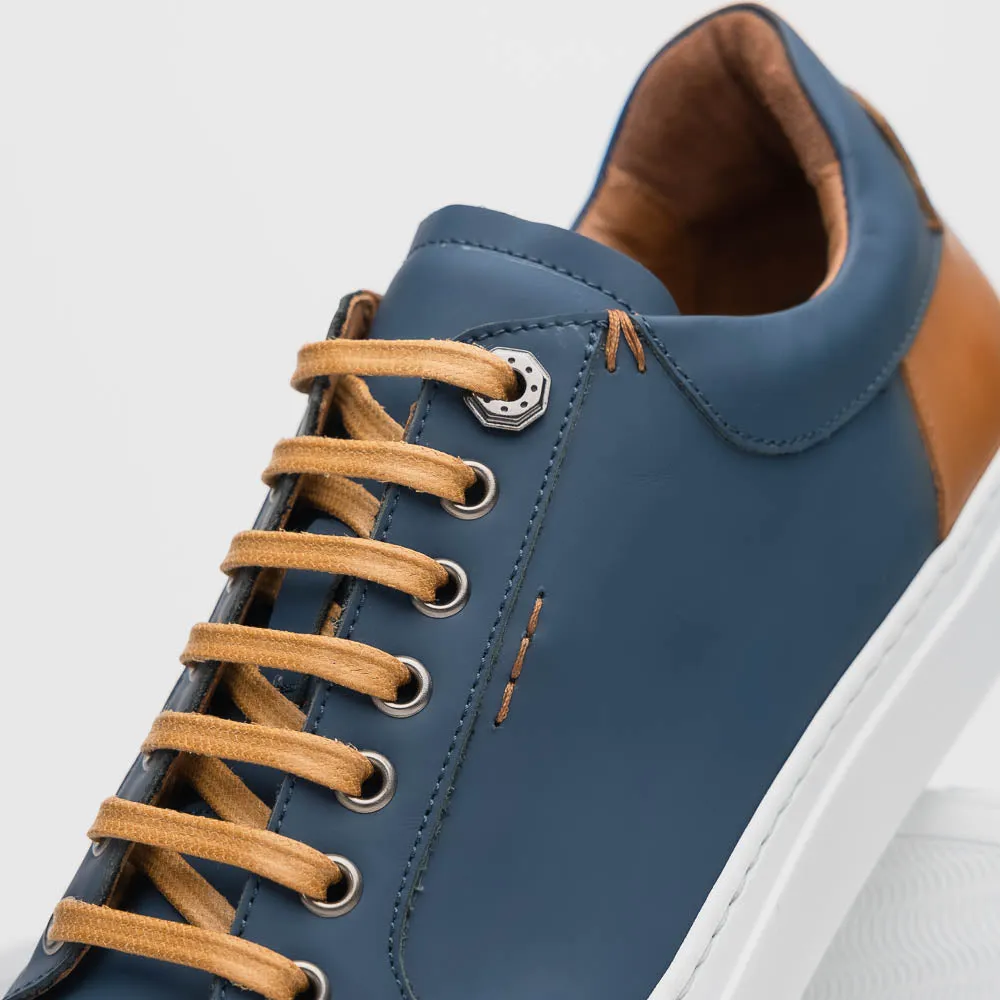 Diaz Matte Finish Rubberized Calfskin Sneaker in Navy by Zelli Italia