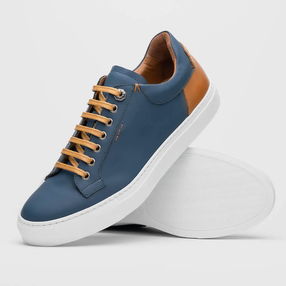 Diaz Matte Finish Rubberized Calfskin Sneaker in Navy by Zelli Italia