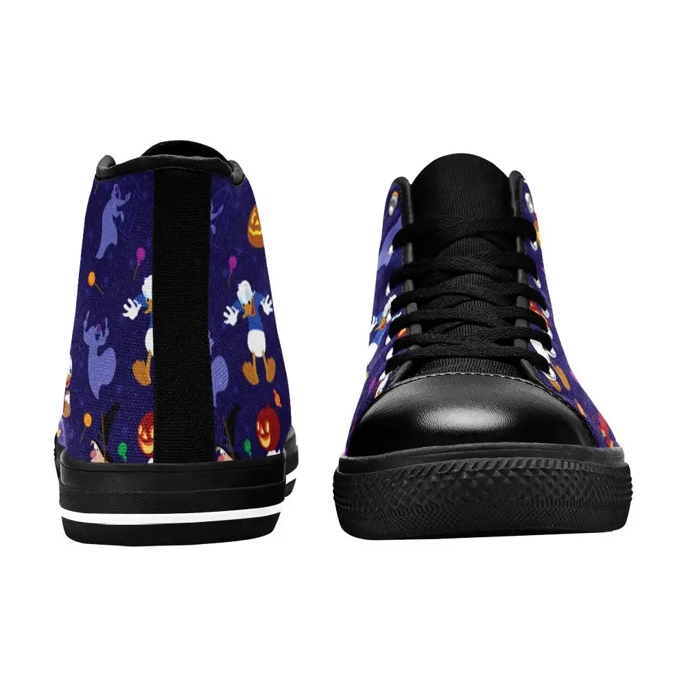 Donald Duck Helloween Shoes High Top Sneakers for Kids and Adults