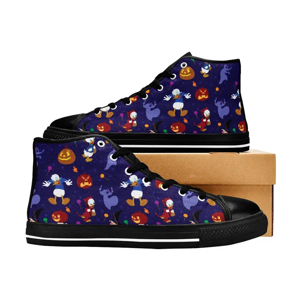 Donald Duck Helloween Shoes High Top Sneakers for Kids and Adults