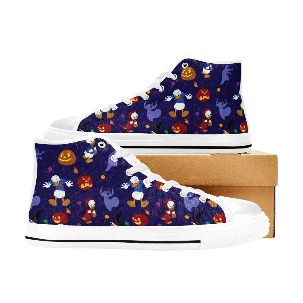Donald Duck Helloween Shoes High Top Sneakers for Kids and Adults