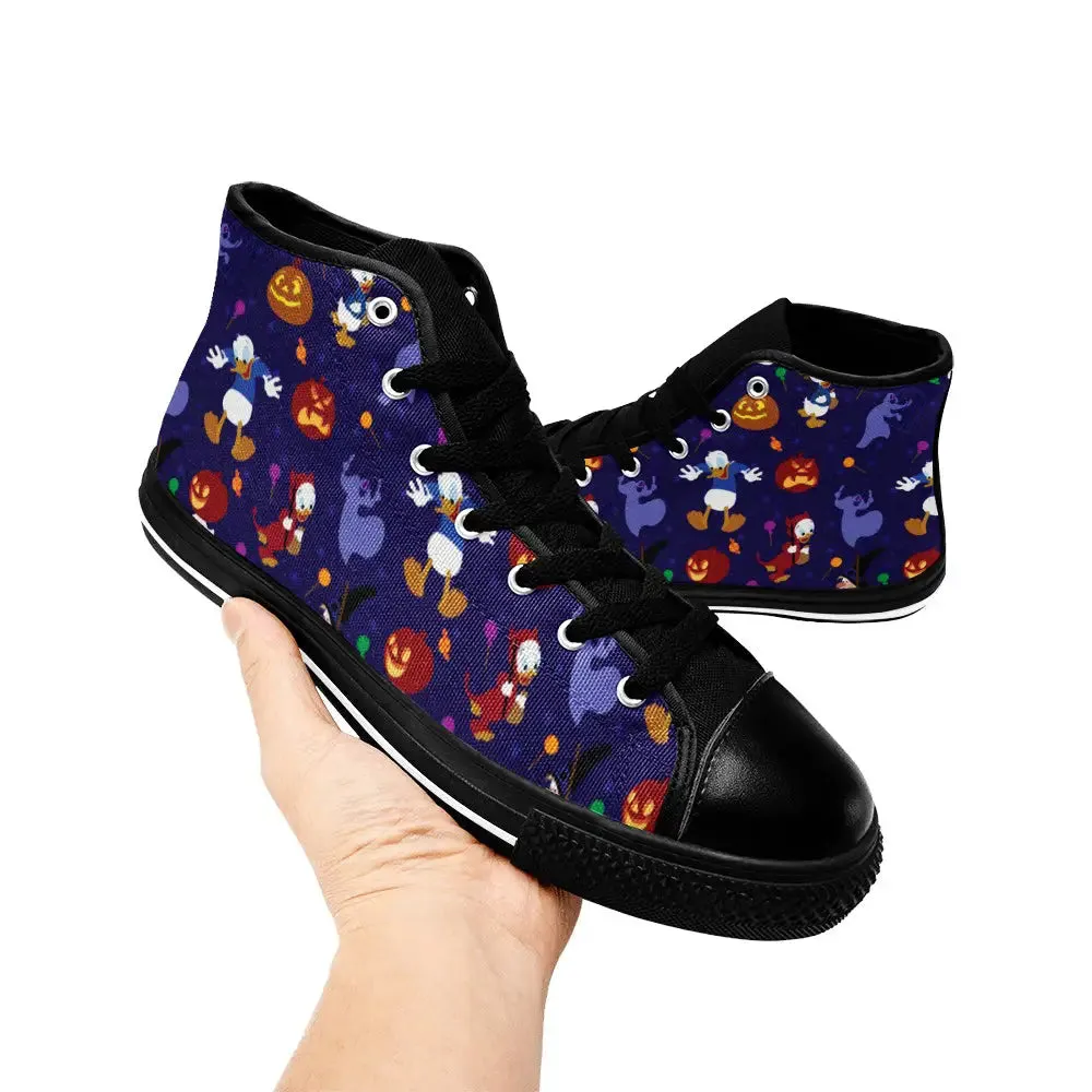 Donald Duck Helloween Shoes High Top Sneakers for Kids and Adults