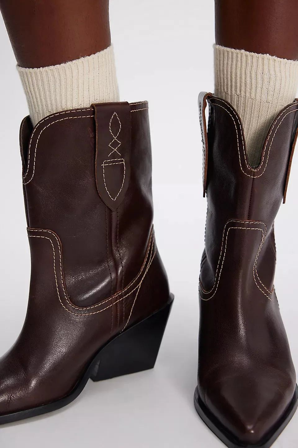 Free People Pitchfork Point Western Boots- Fudgesicle