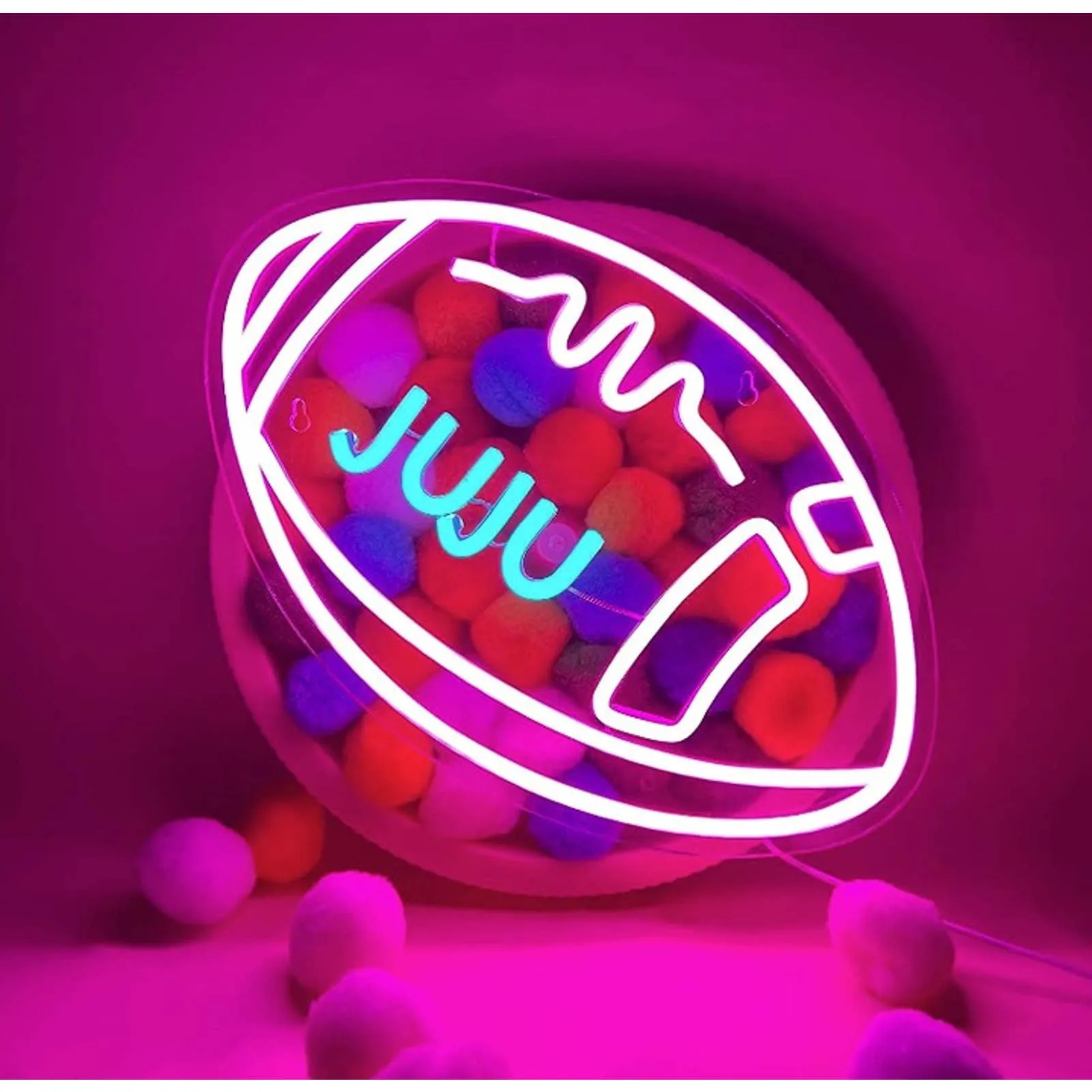 Fun Bright Pink Football LED Night Light Sport NFL Game Room Wall Decor