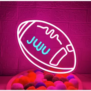 Fun Bright Pink Football LED Night Light Sport NFL Game Room Wall Decor