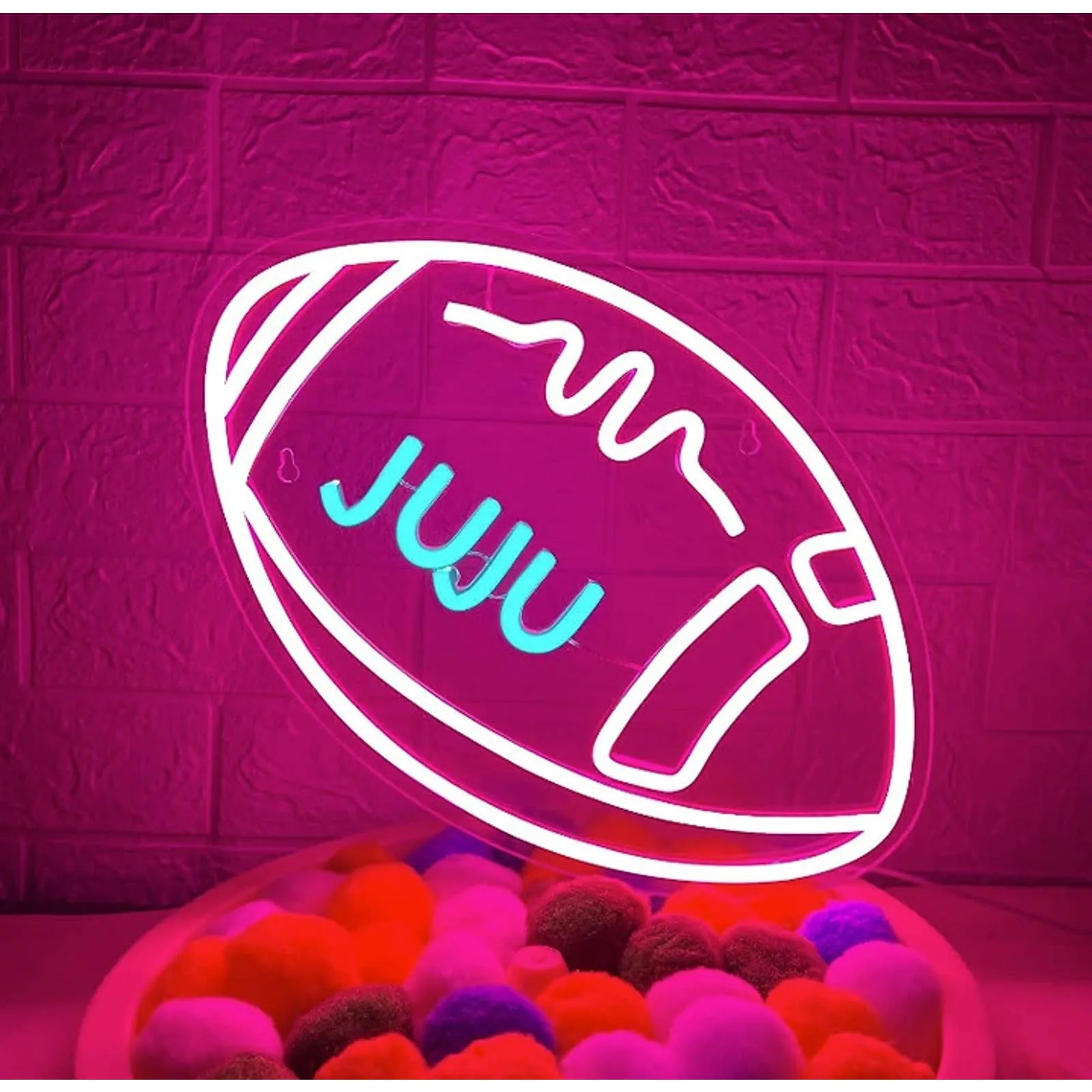 Fun Bright Pink Football LED Night Light Sport NFL Game Room Wall Decor