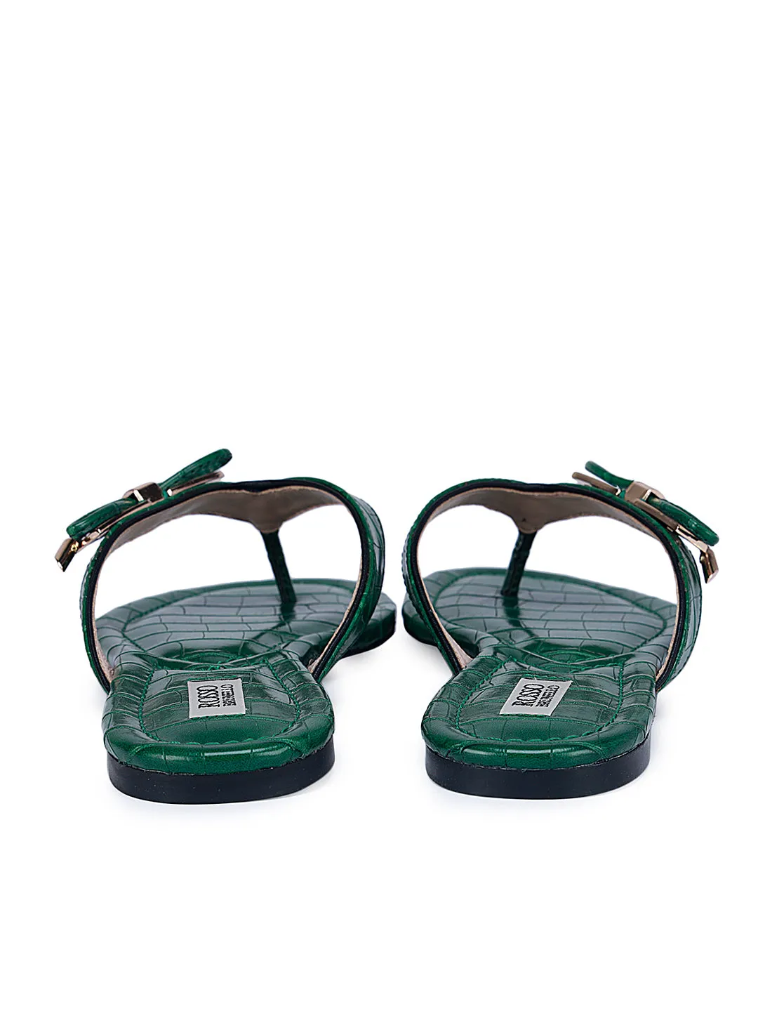 Green Croco Textured Flats