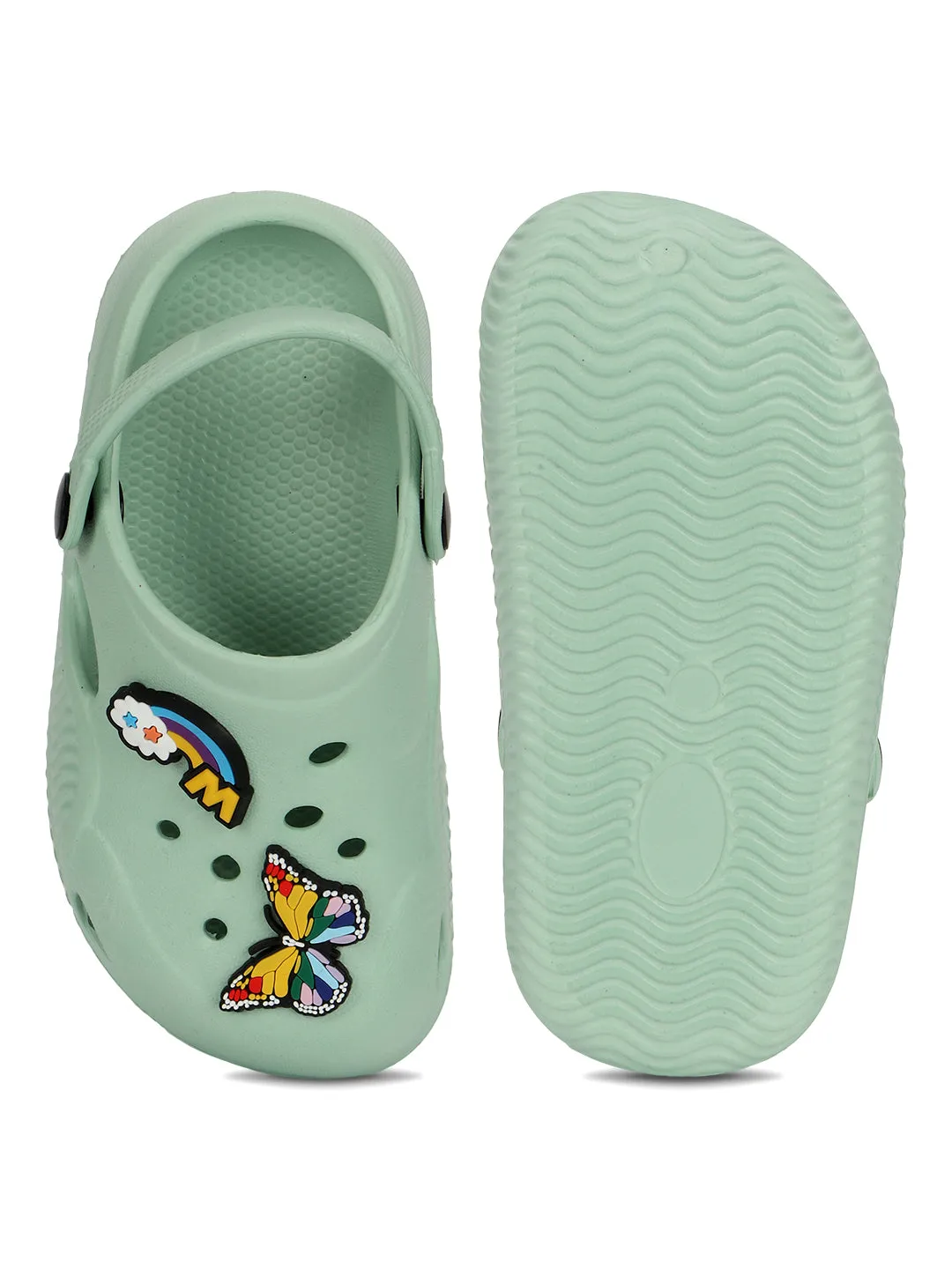 Green Stylish Slip-On Clogs For Kids-Unisex (TC-LCLOG1-GRN)