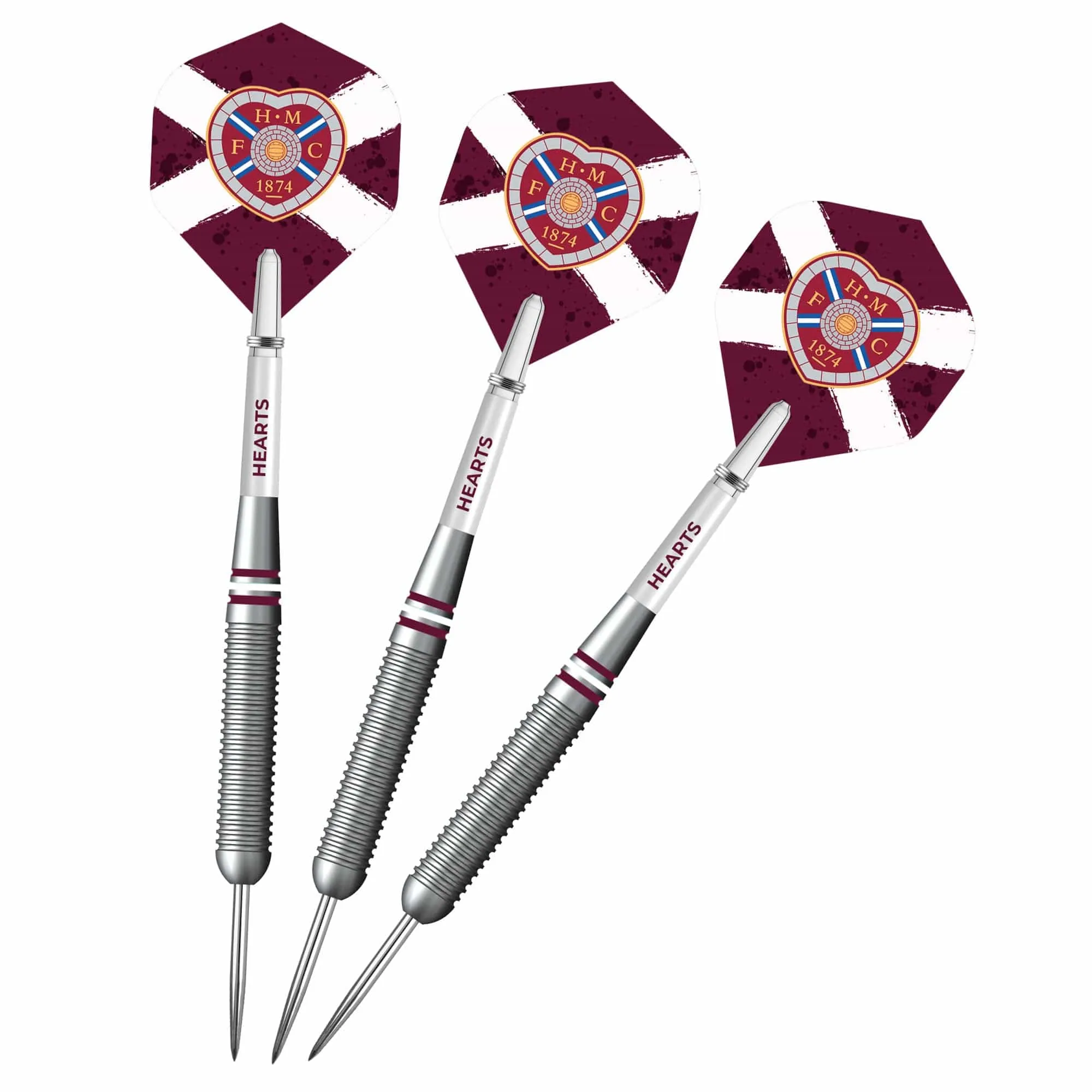 Heart of Midlothian FC - Official Licensed - Hearts - Steel Tip Darts - Brass - 22g