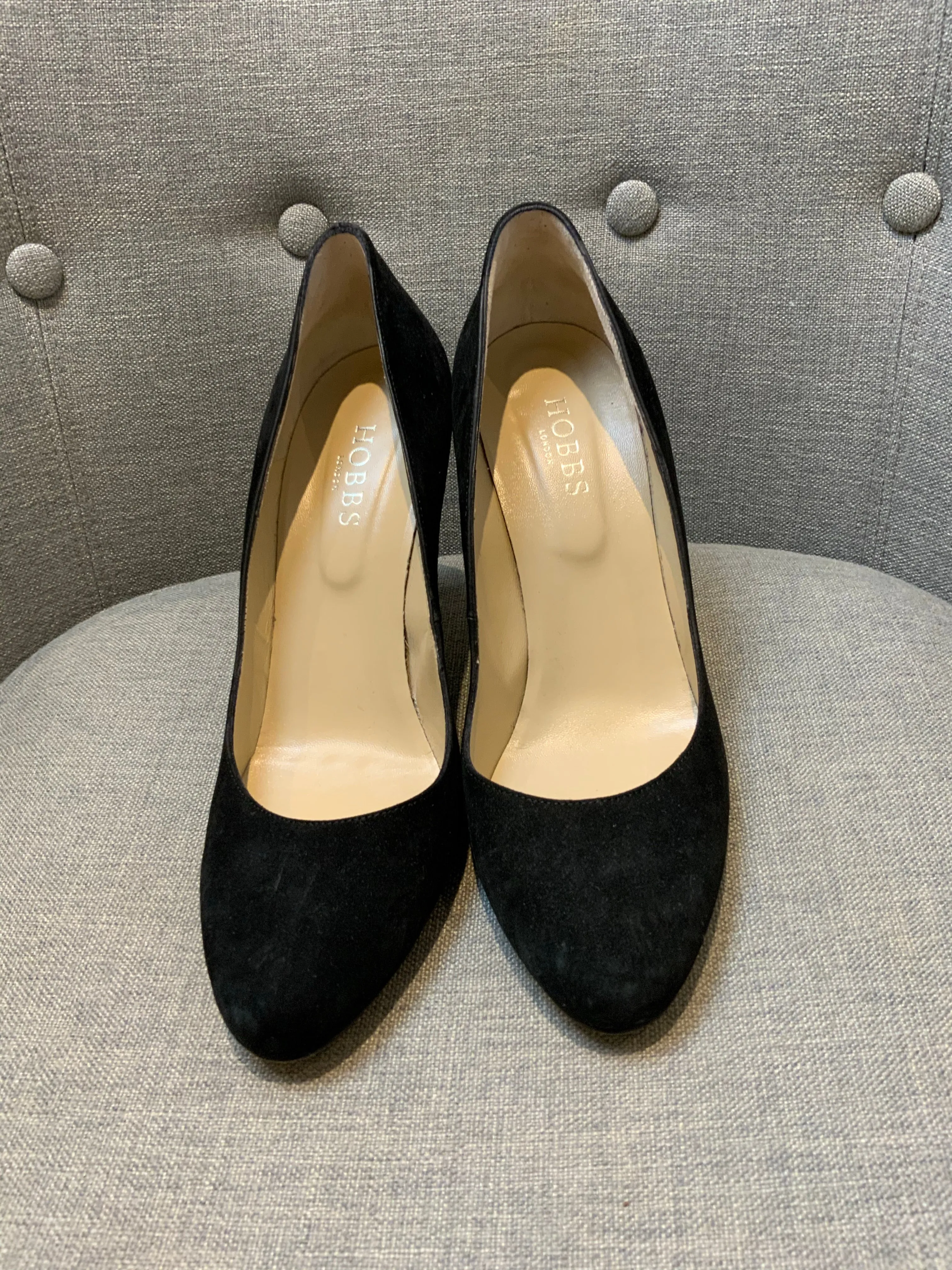 HOBBS Women's Rebecca Suede Almond Toe Court Shoes Black Size 41 UK 11 US 8 ladies