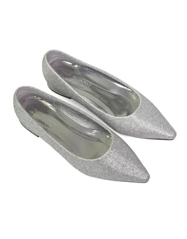 Karen Slip On Pointed Toe Wedding Shoes Low Heel Bridal Heels Court Shoes in Black