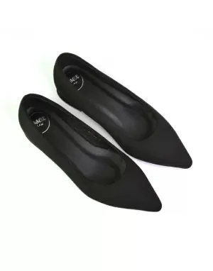 Karen Slip On Pointed Toe Wedding Shoes Low Heel Bridal Heels Court Shoes in Black