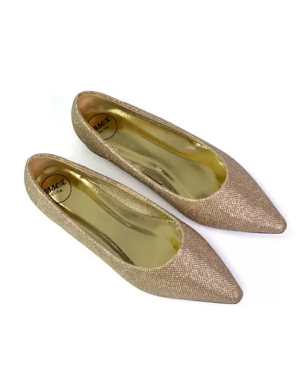 Karen Slip On Pointed Toe Wedding Shoes Low Heel Bridal Heels Court Shoes in Black