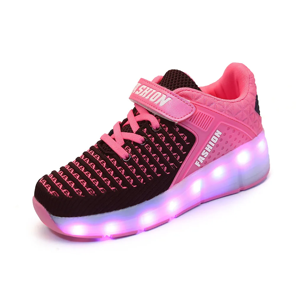 Kids Roller Shoes LED Sport Sneakers Rechargeable Roller Skate for Boys Girls