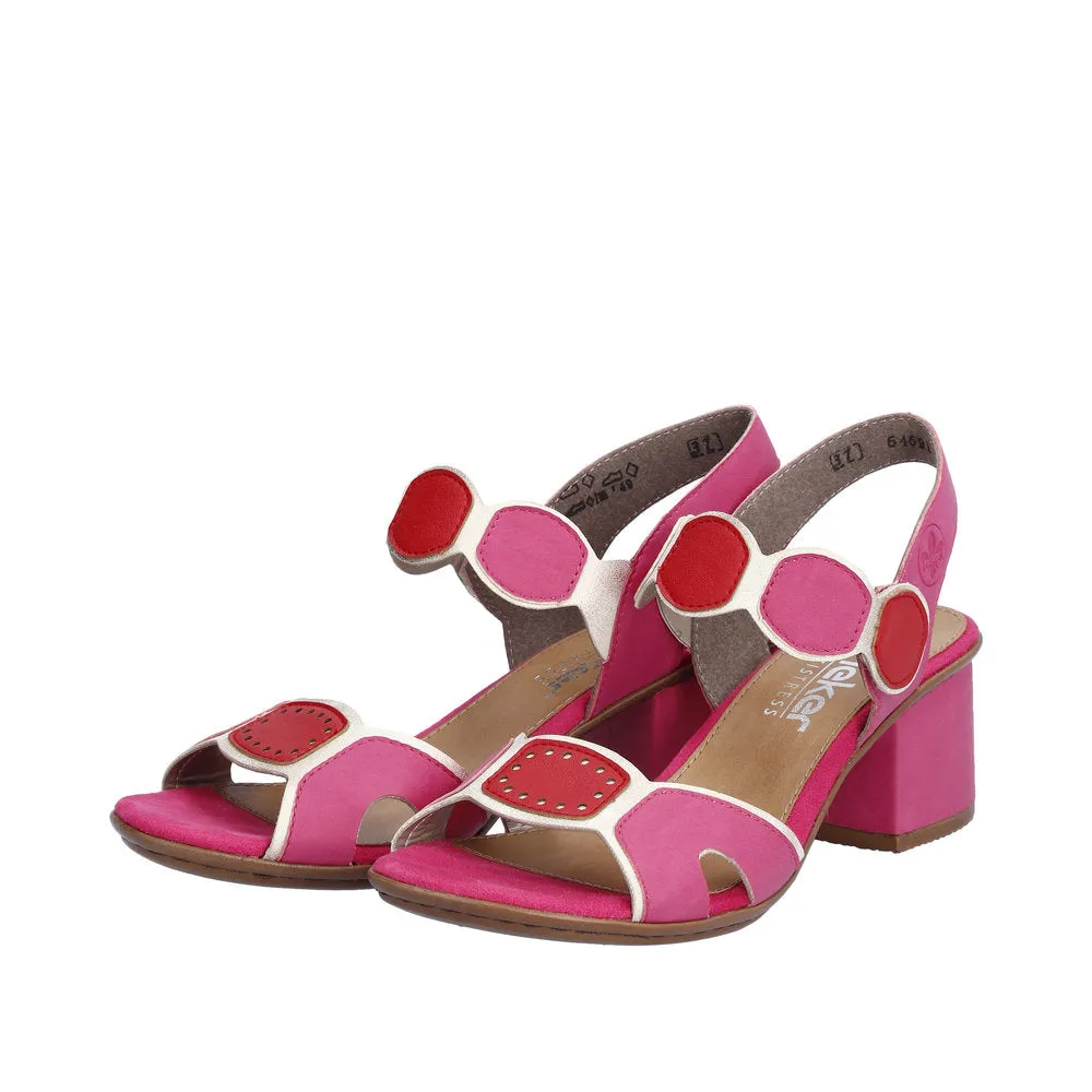 Ladies Pink Rieker Dress Sandals Low Heel Strap 64691-31 sale