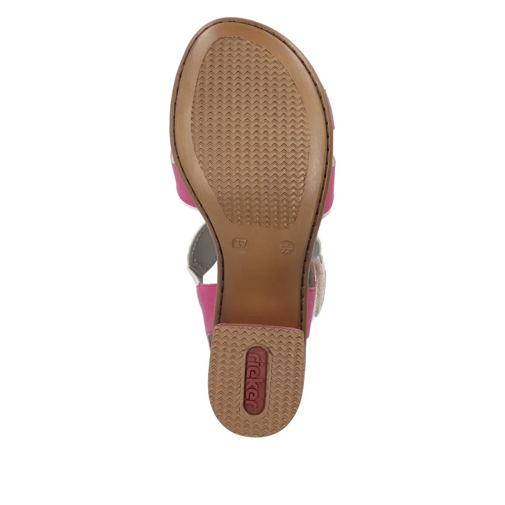 Ladies Pink Rieker Dress Sandals Low Heel Strap 64691-31 sale