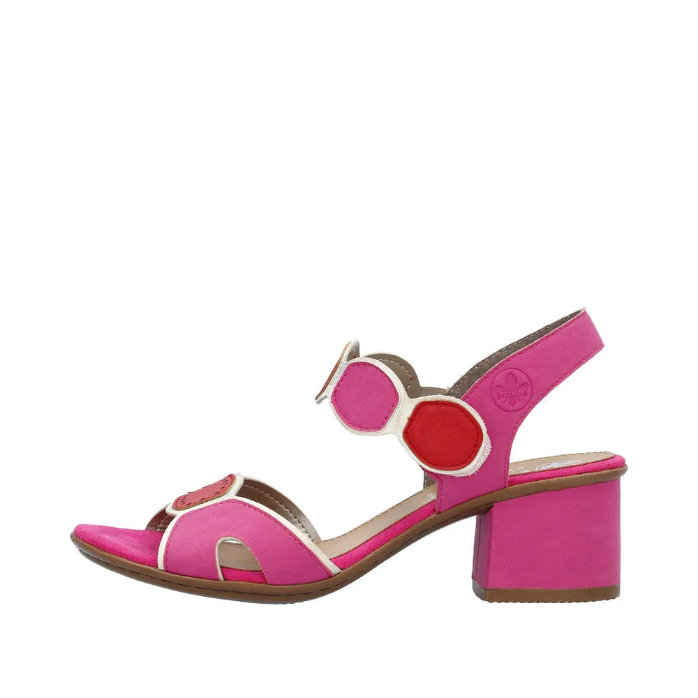 Ladies Pink Rieker Dress Sandals Low Heel Strap 64691-31 sale