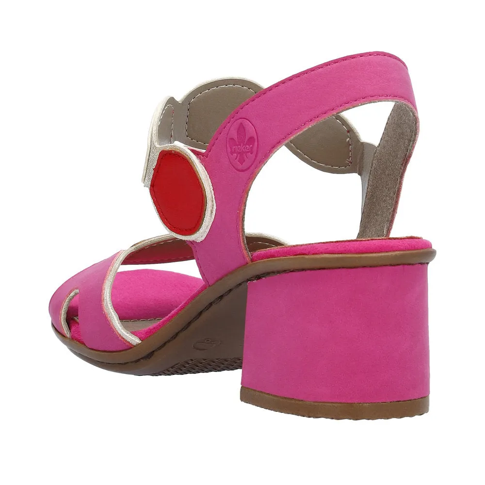 Ladies Pink Rieker Dress Sandals Low Heel Strap 64691-31 sale