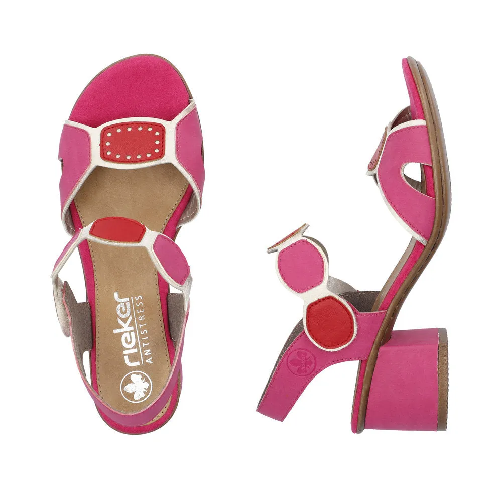 Ladies Pink Rieker Dress Sandals Low Heel Strap 64691-31 sale