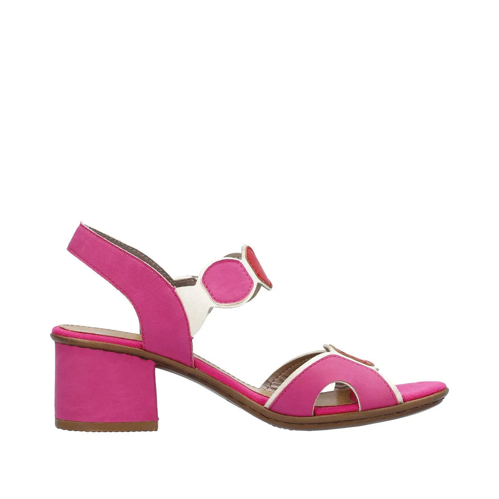 Ladies Pink Rieker Dress Sandals Low Heel Strap 64691-31 sale