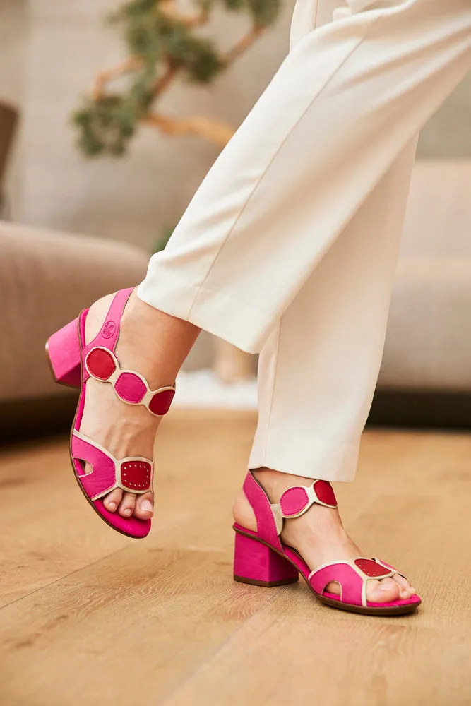 Ladies Pink Rieker Dress Sandals Low Heel Strap 64691-31 sale