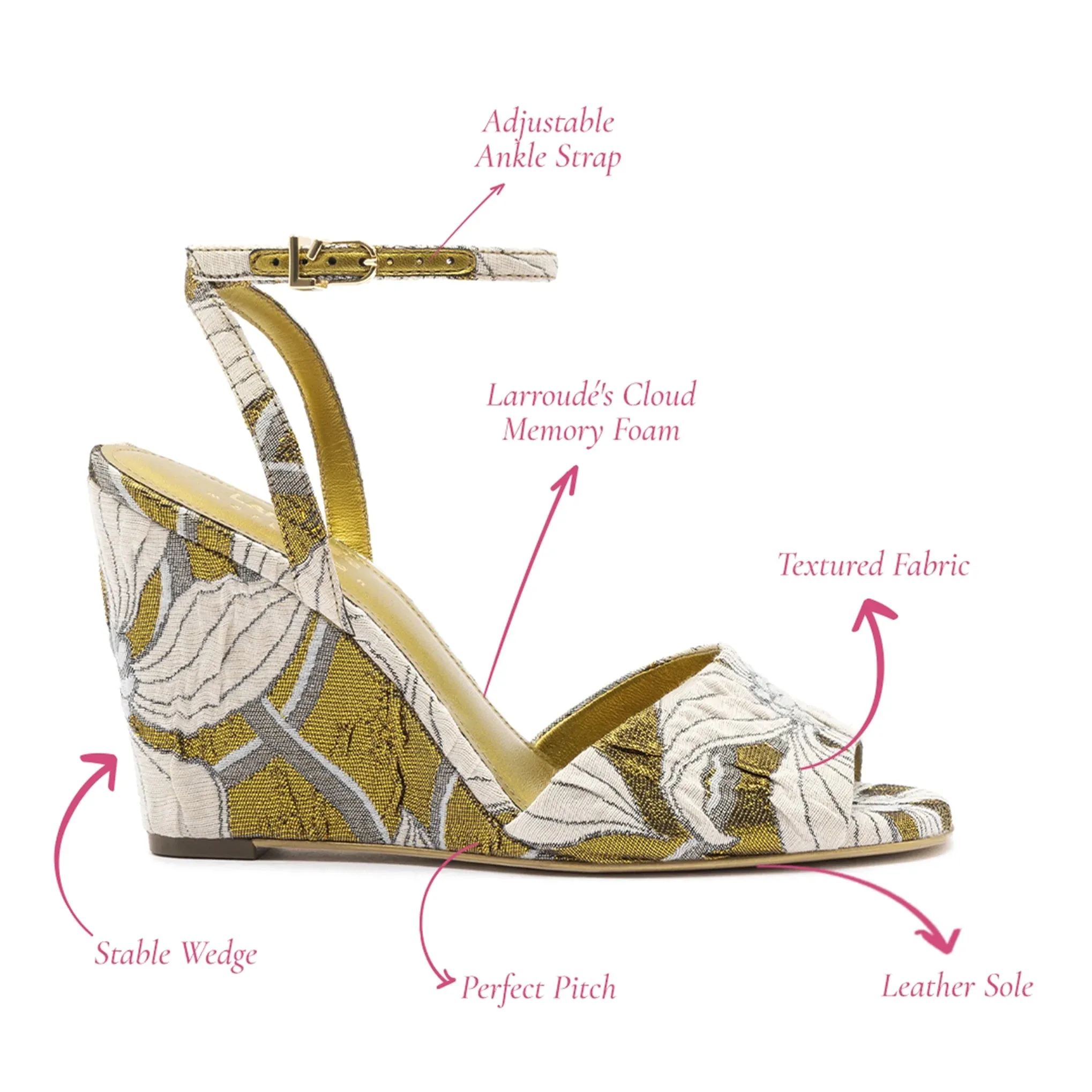 LARROUDÉ x Markarian Wedge In Gold Floral Dutel