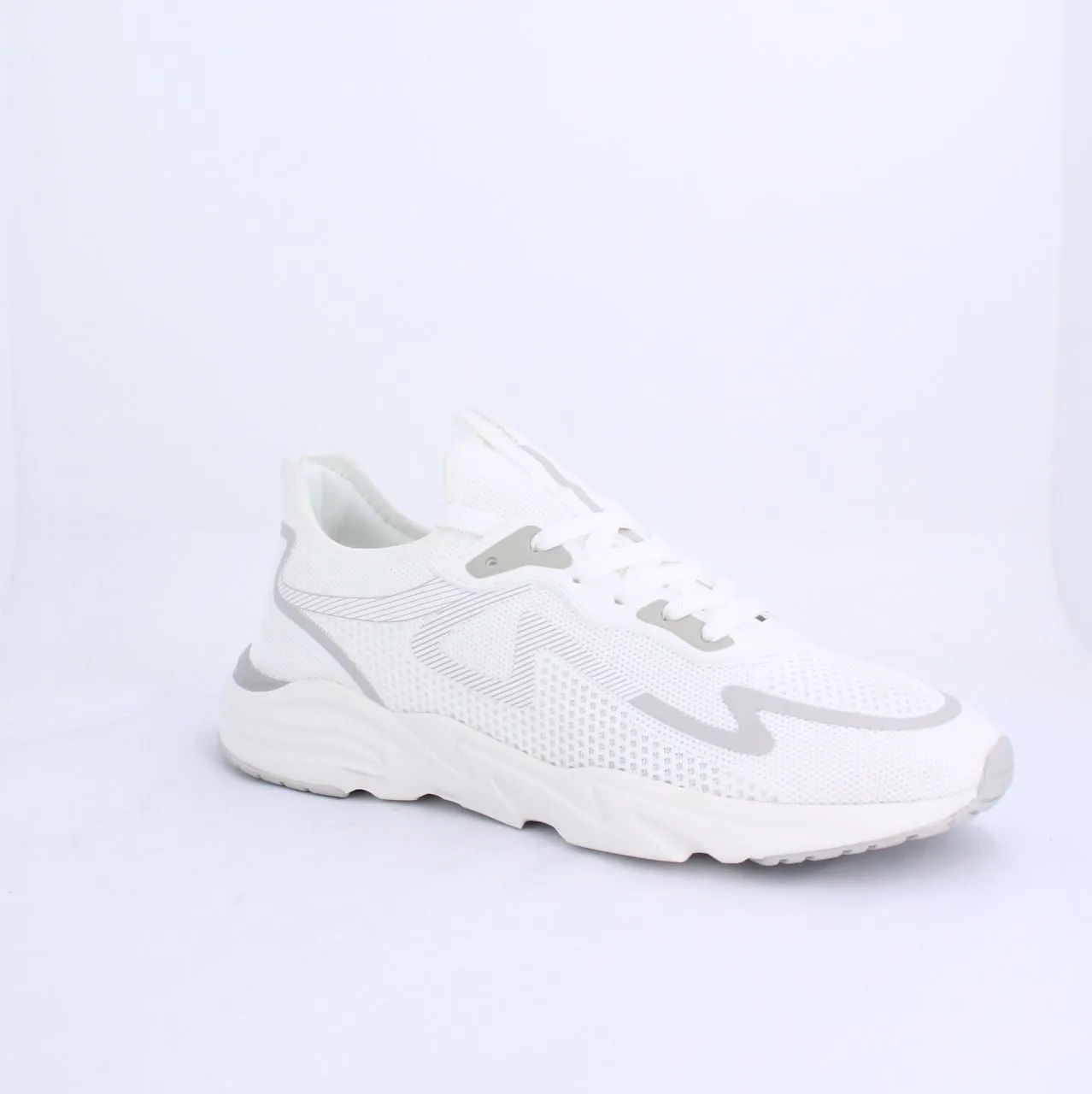 LECLERC MENS LACEUP TRAINERS-WHITE