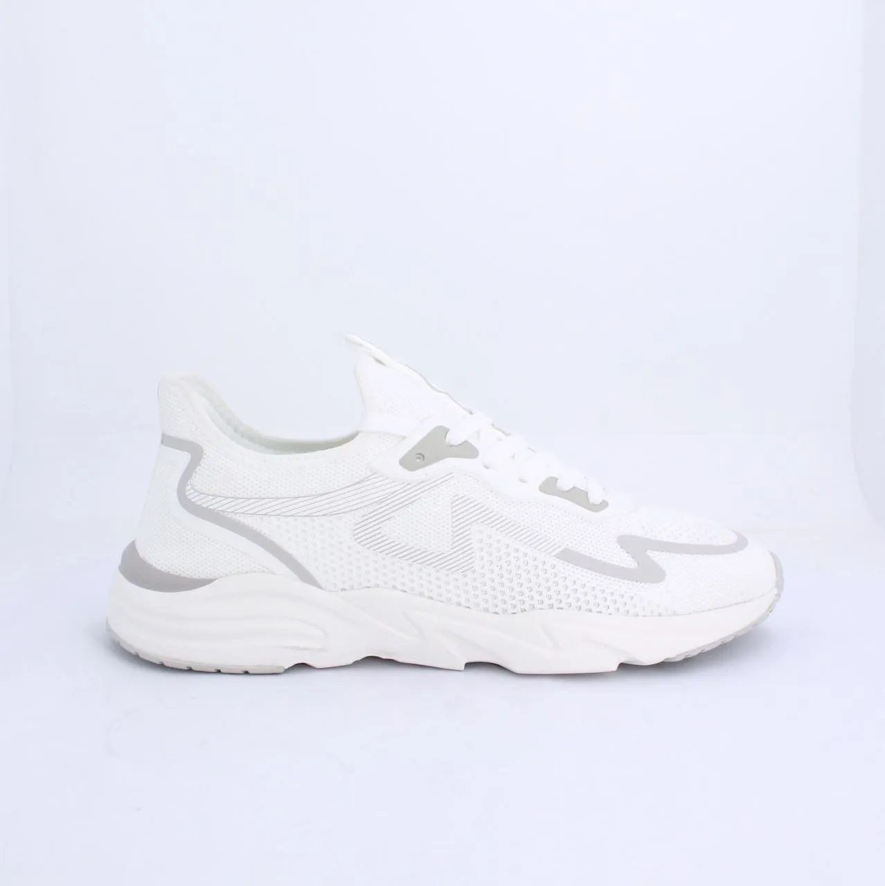 LECLERC MENS LACEUP TRAINERS-WHITE