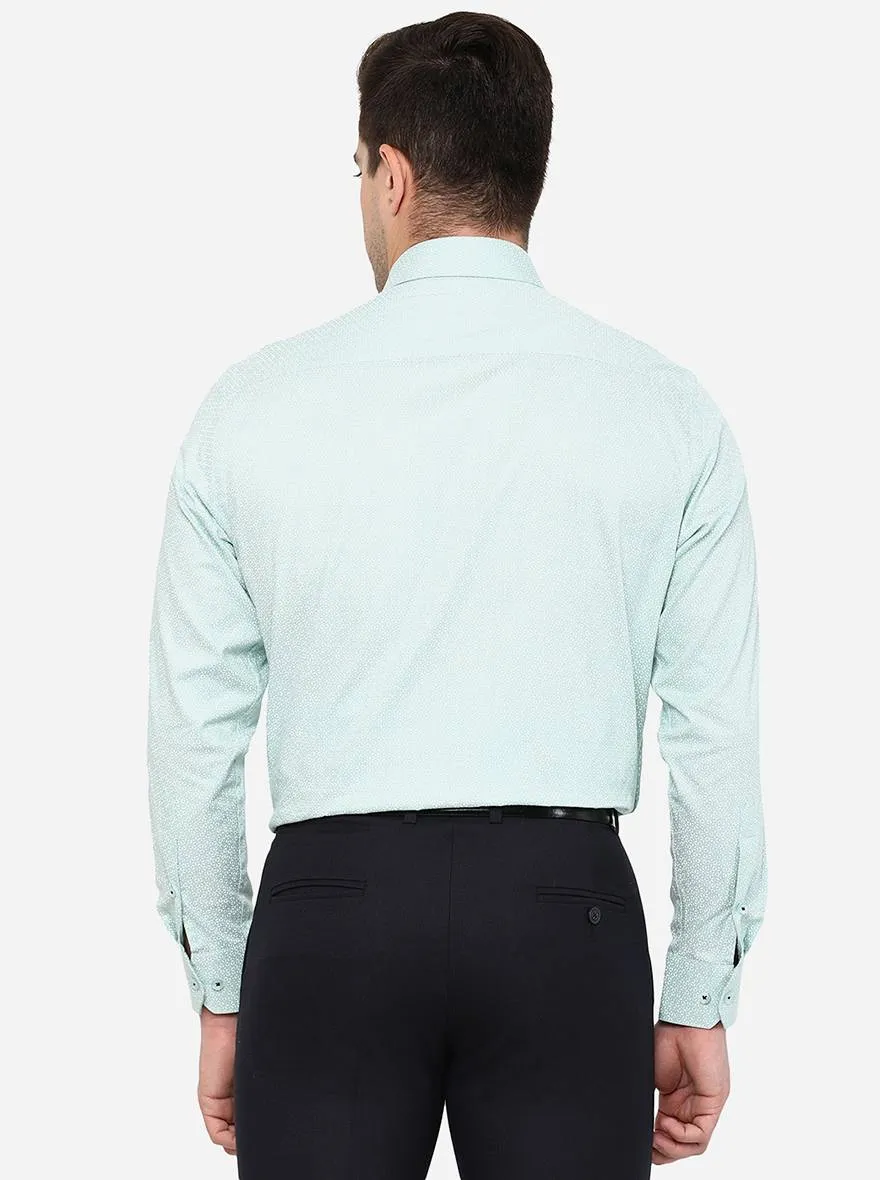 Light Green Printed Slim Fit Formal Shirt | JadeBlue