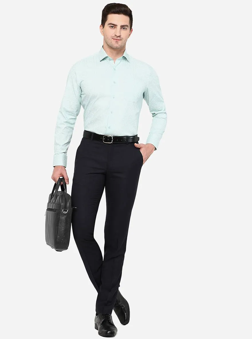 Light Green Printed Slim Fit Formal Shirt | JadeBlue